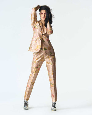 Classic Trousers Silk Brocade Champagne Pink