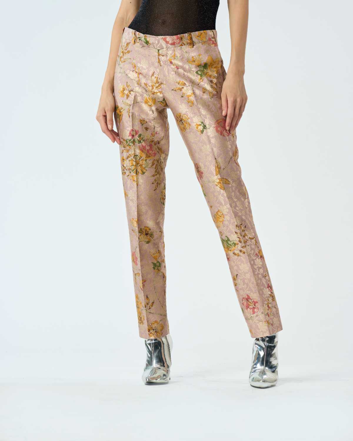 Classic Trousers Silk Brocade Champagne Pink