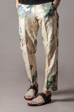 Classic Trouser Silk Brocade Beige