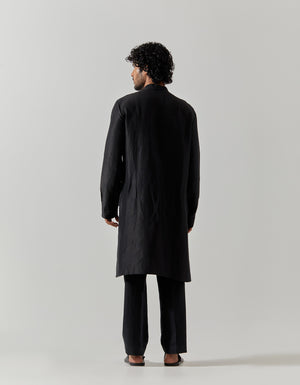 Bade Miyan Kurta Satin Linen Black