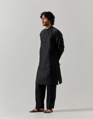 Bade Miyan Kurta Satin Linen Black