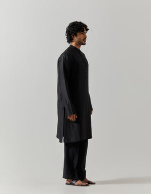 Bade Miyan Kurta Satin Linen Black