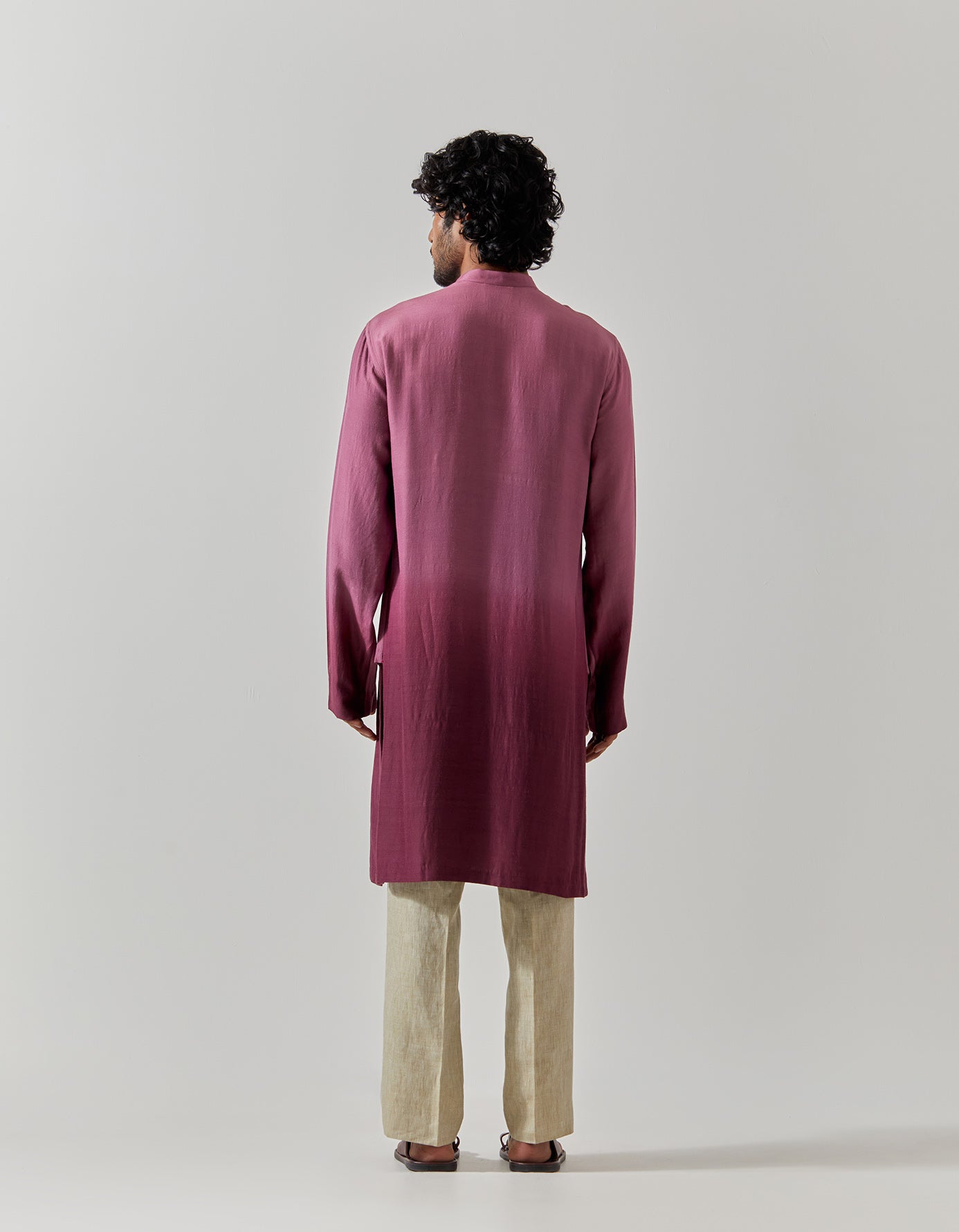 Raindrop Bade Miyan Kurta Muga Satin Purple