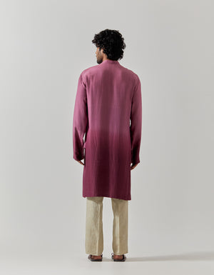 Raindrop Bade Miyan Kurta Muga Satin Purple