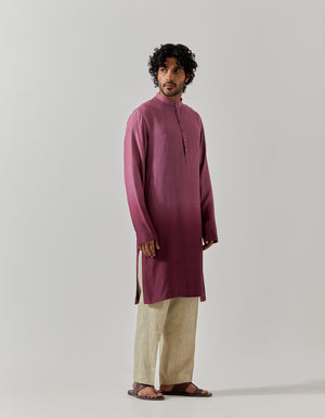 Raindrop Bade Miyan Kurta Muga Satin Purple