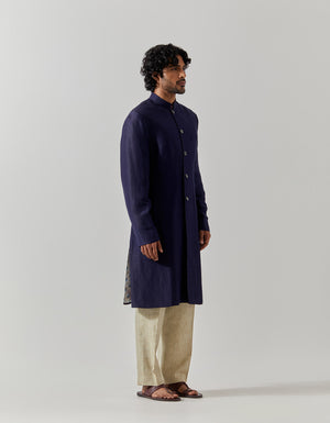 Matrix Jacket Satin Linen Navy Blue