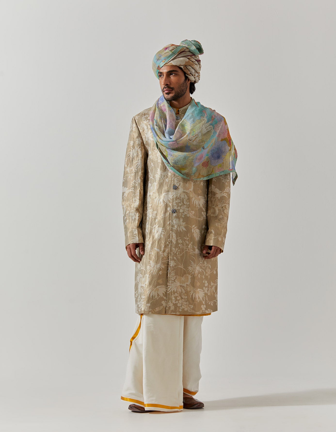 Matrix Jacket Silk Brocade Oyster Grey Rainforest