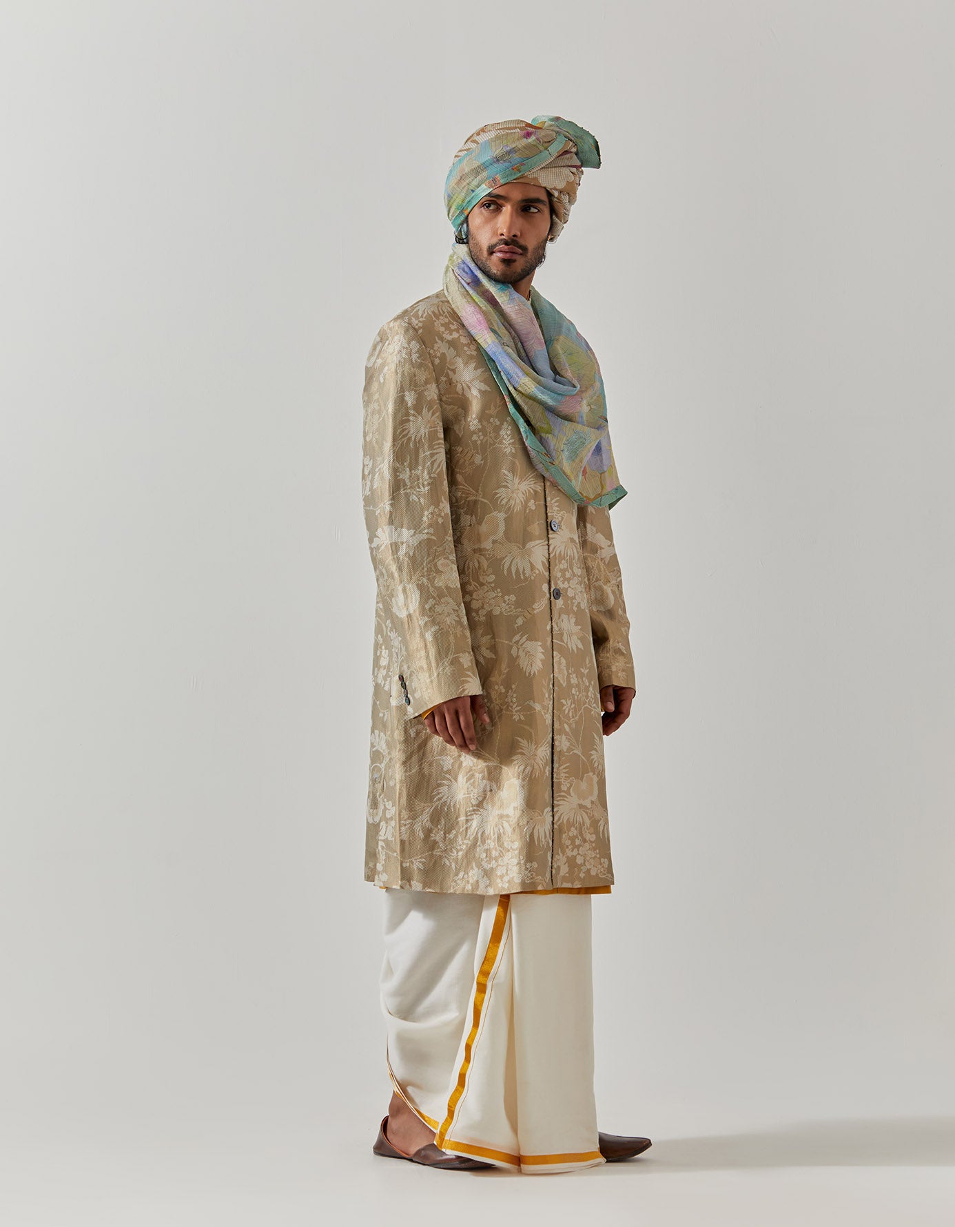 Matrix Jacket Silk Brocade Oyster Grey Rainforest