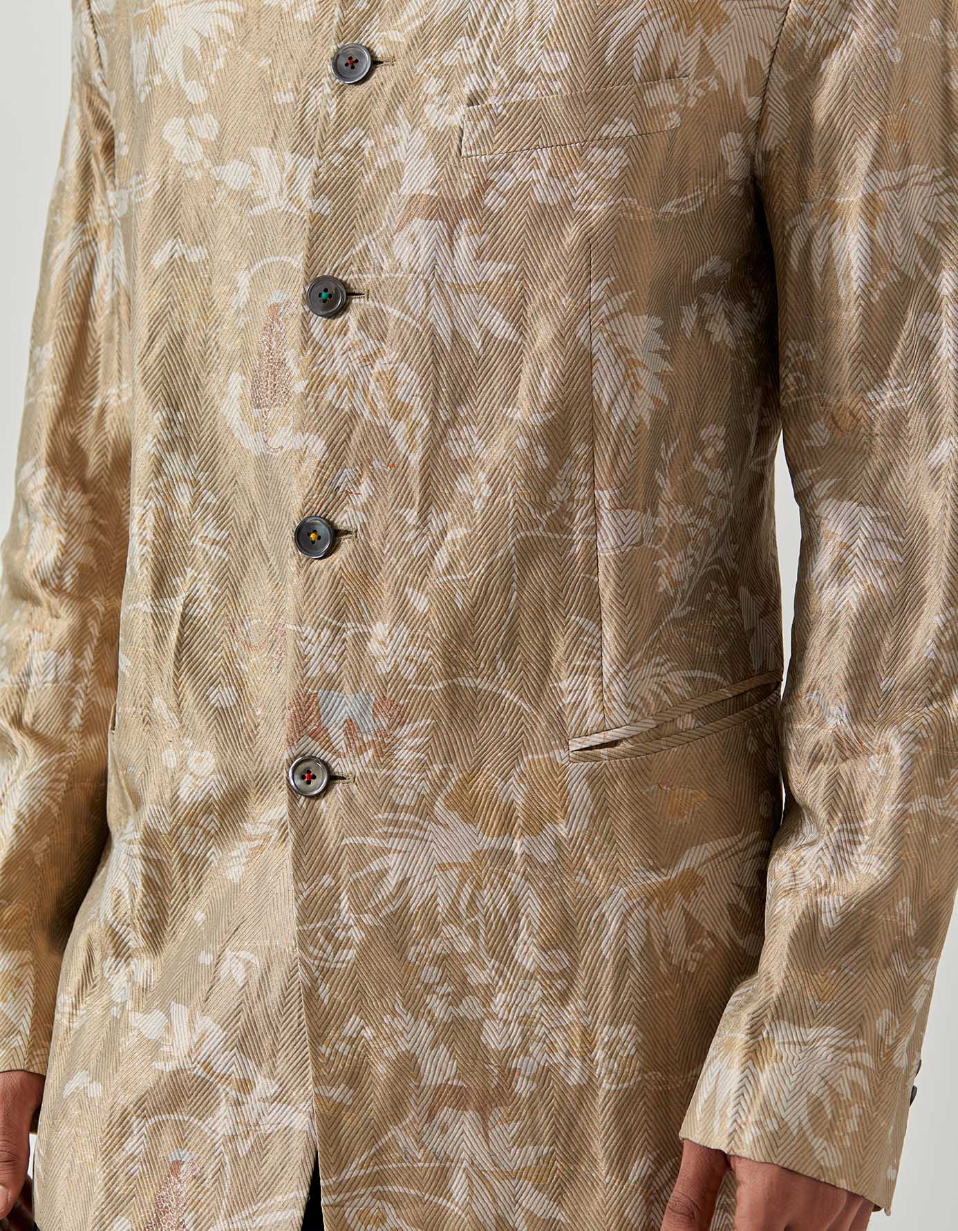 Matrix Jacket Silk Brocade Oyster Grey Rainforest