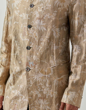Matrix Jacket Silk Brocade Oyster Grey Rainforest