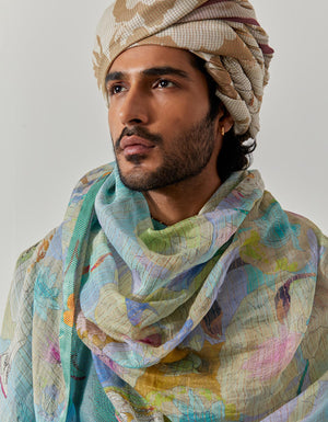 Saffa Chanderi Silk Oyster Grey Rainforest