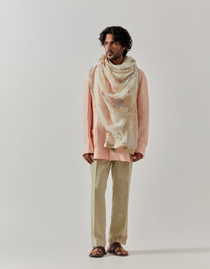 Dupatta Chanderi Silk Ivory Rainforest