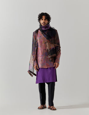 Dupatta Chanderi Silk Midnight Vinayard