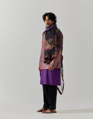 Dupatta Chanderi Silk Midnight Vinayard