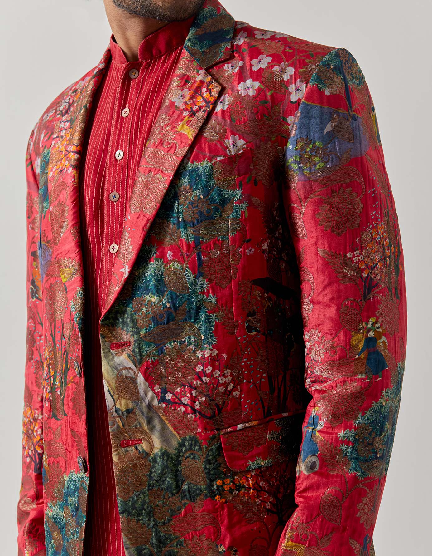 Rana Blazer Silk Brocade Fuchsia Golfer