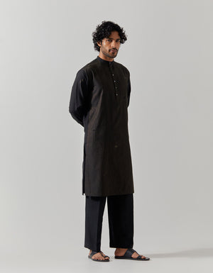 Roshan Bade Miyan Kurta Cotton Silk Black