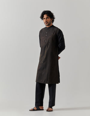 Roshan Bade Miyan Kurta Cotton Silk Black
