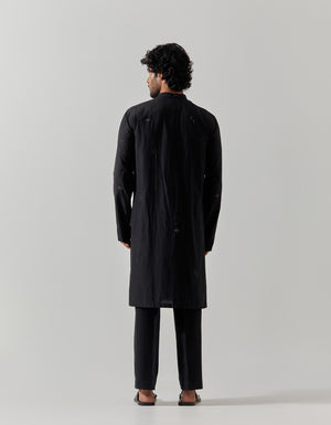Roshan Bade Miyan Kurta Cotton Silk Black