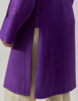 Roshan Bade Miyan Kurta Muga Satin Purple