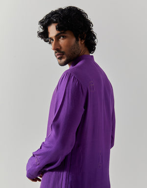 Roshan Bade Miyan Kurta Muga Satin Purple