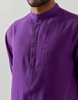 Roshan Bade Miyan Kurta Muga Satin Purple