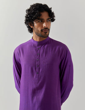 Roshan Bade Miyan Kurta Muga Satin Purple
