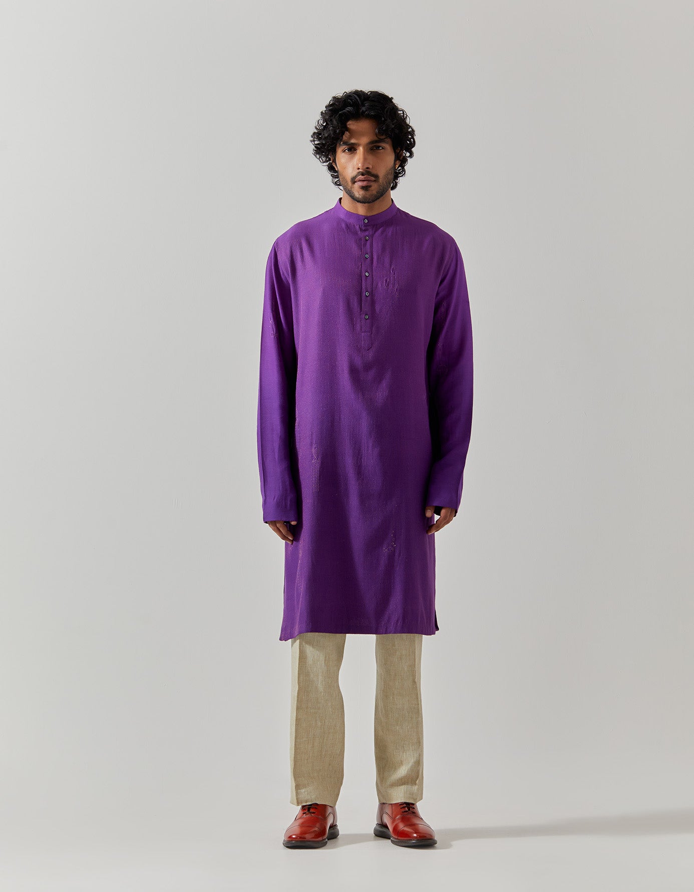 Roshan Bade Miyan Kurta Muga Satin Purple