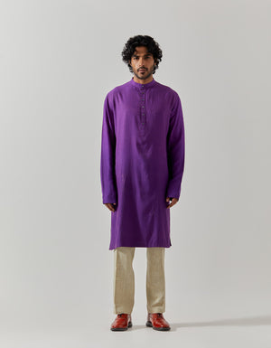 Roshan Bade Miyan Kurta Muga Satin Purple
