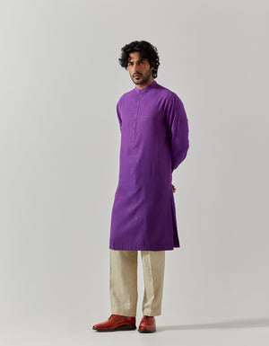 Roshan Bade Miyan Kurta Muga Satin Purple