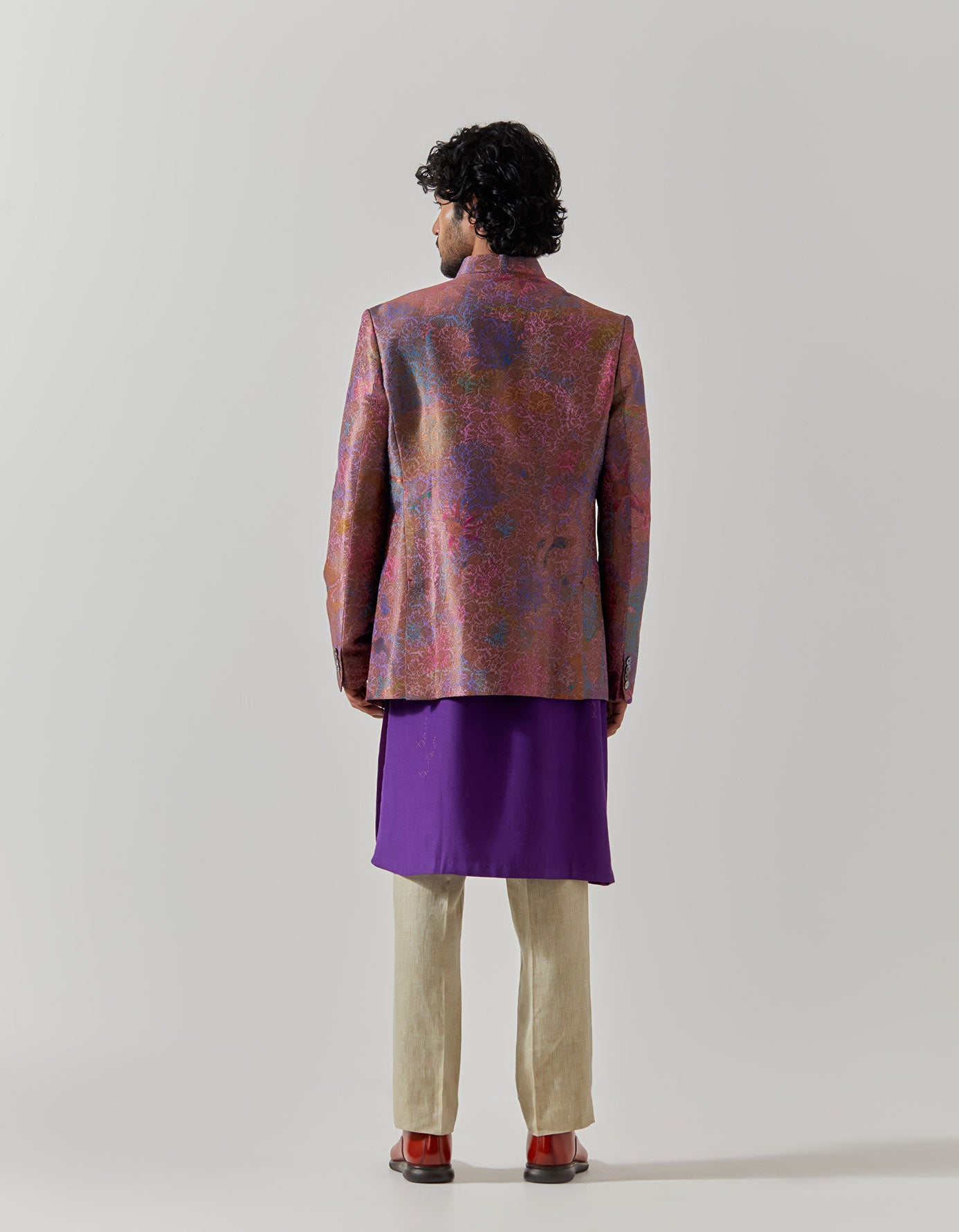 Bandhgala Silk Brocade Amethyst Fresco