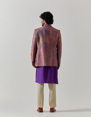 Bandhgala Silk Brocade Amethyst Fresco