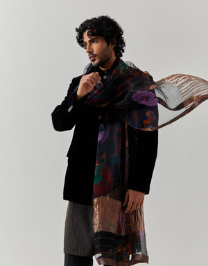 Dupatta Chanderi Silk Midnight Vinayard