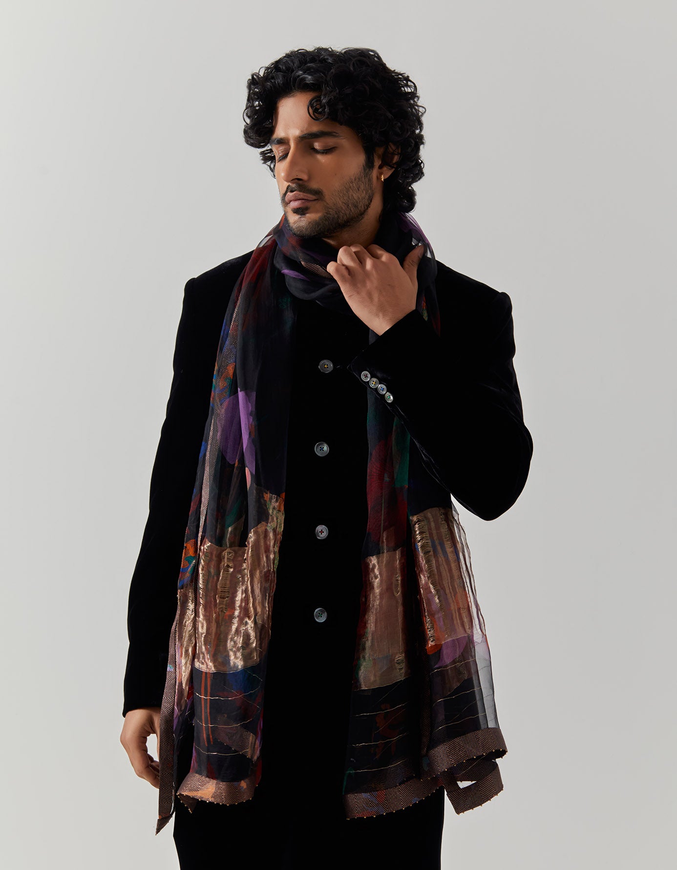 Dupatta Chanderi Silk Midnight Vinayard