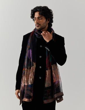 Dupatta Chanderi Silk Midnight Vinayard