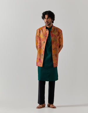 Bandhgala Silk Brocade Gold Vineyard
