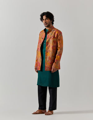 Bandhgala Silk Brocade Gold Vineyard