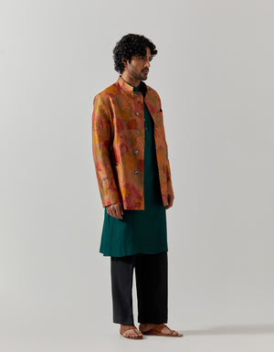 Bandhgala Silk Brocade Gold Vineyard