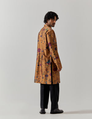 Raw Edge Bade Miyan Kurta Silk Dupion Gold Vineyard