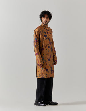 Raw Edge Bade Miyan Kurta Silk Dupion Gold Vineyard