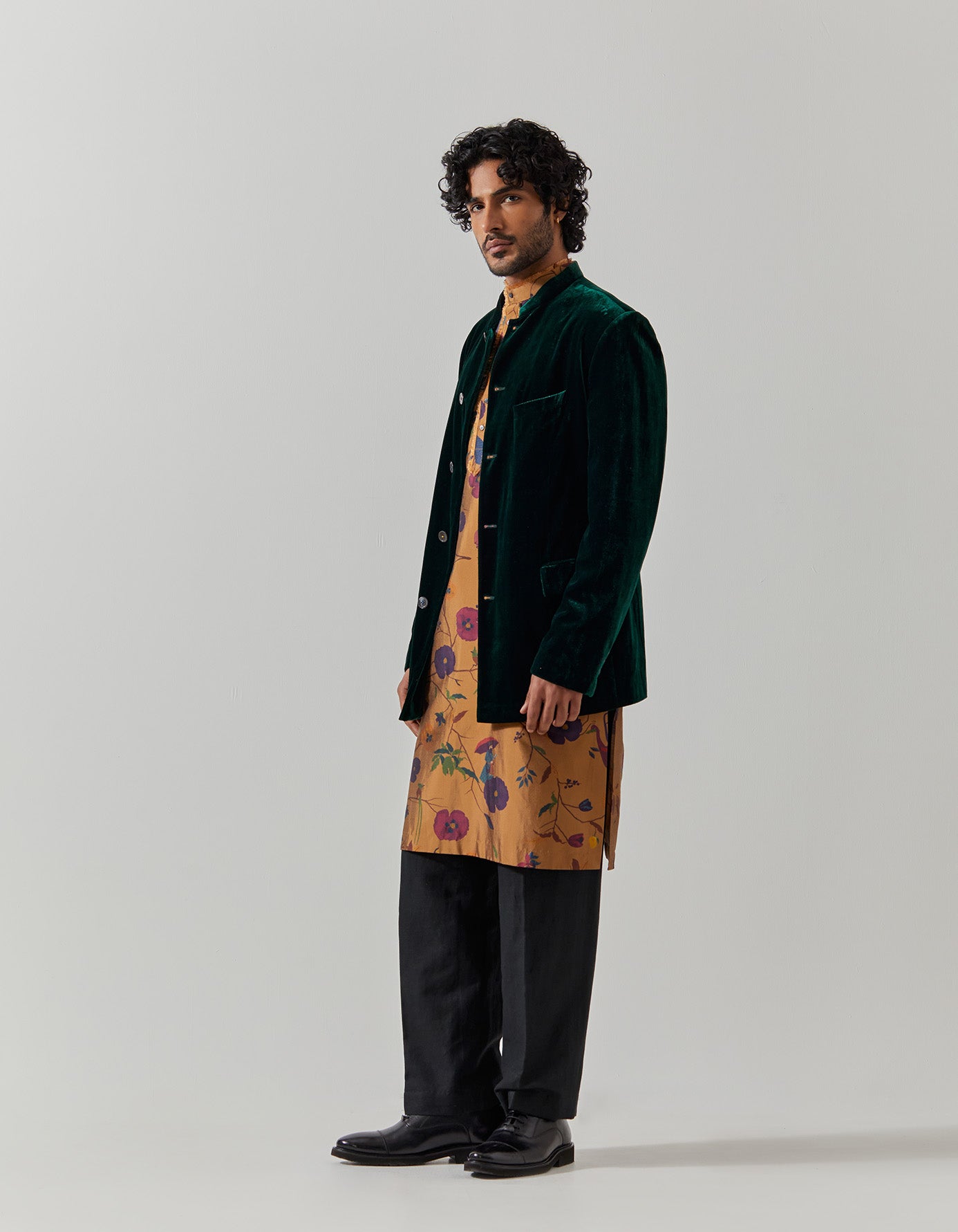 Bandhgala Velvet Green