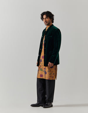 Bandhgala Velvet Green