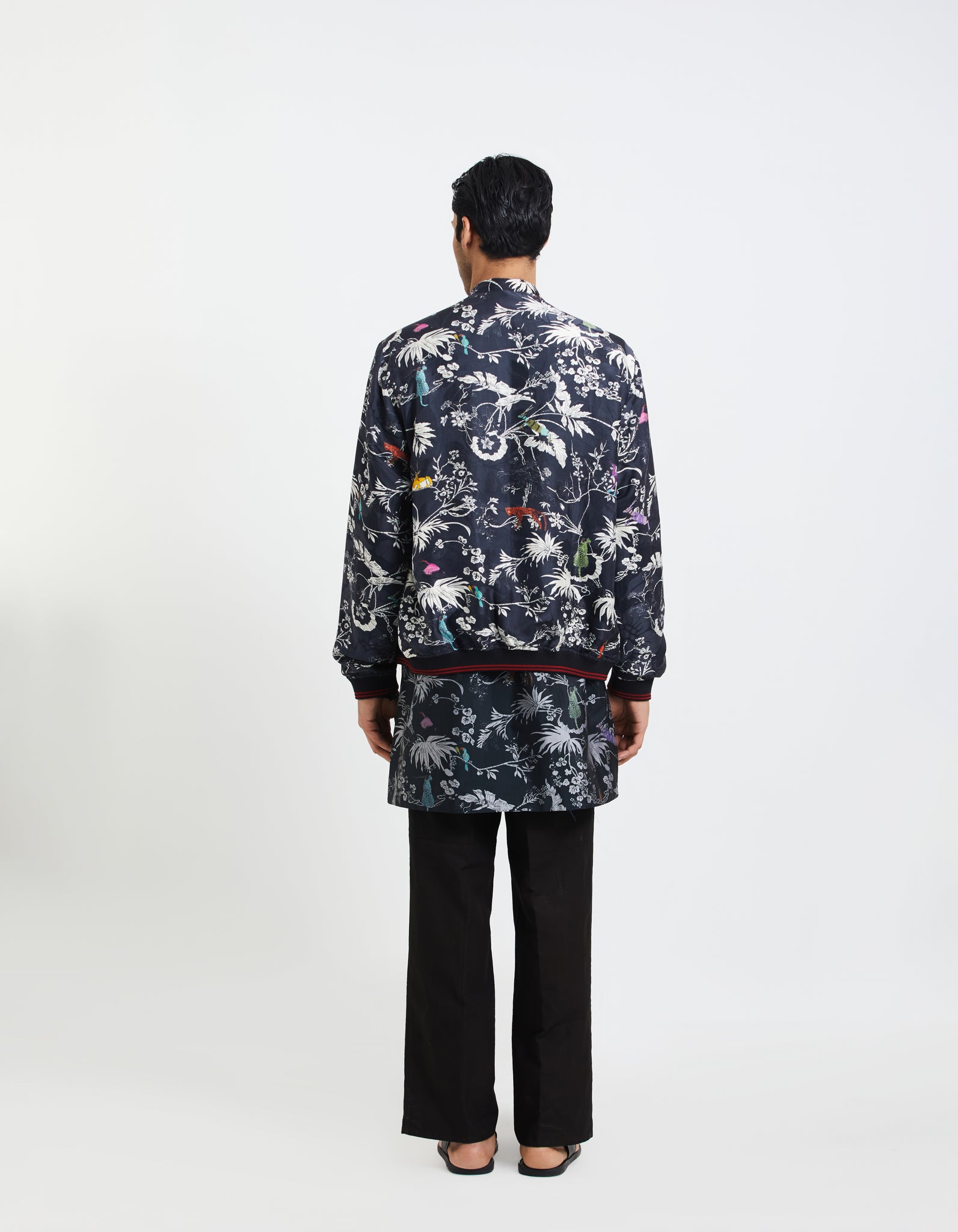 SD Rainforest Janbaaz Bomber Jacket Black Silk Damask