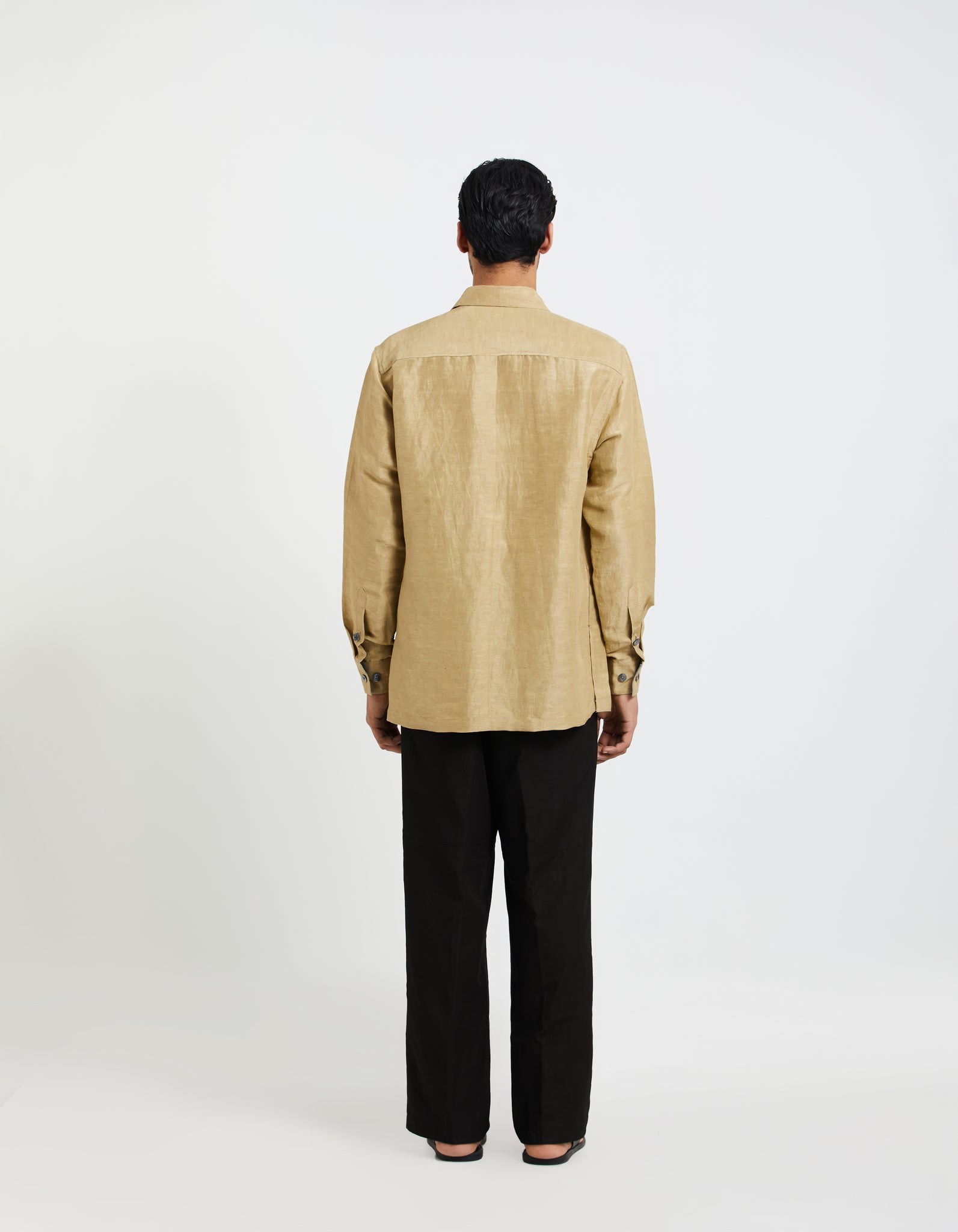 SD Safari Jacket Beige Satin Linen