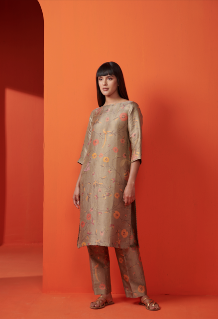 Chandni Kurta Silk Brocade Olive