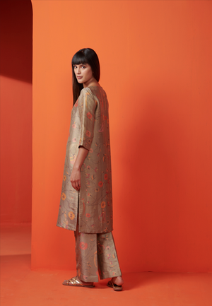 Chandni Kurta Silk Brocade Olive