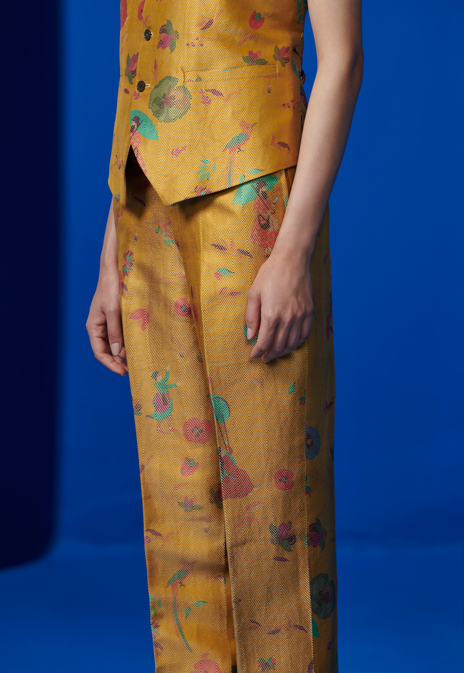 Azad Trousers Silk Brocade Mustard