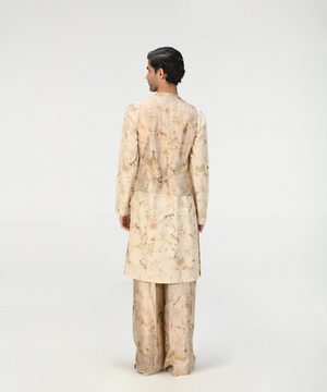 Vest Coat Silk Brocade Zig Zag Ivory