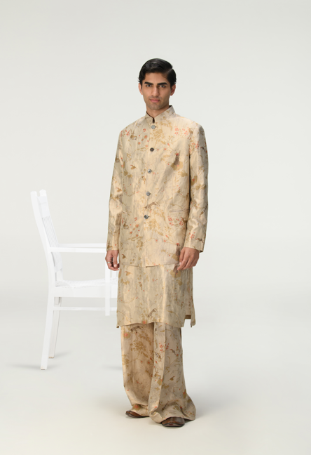 Bandhgala Silk Brocade Ivory