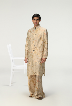 Bandhgala Silk Brocade Ivory