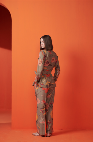 Aflatoon Pyjama Cotton Silk Check Olive